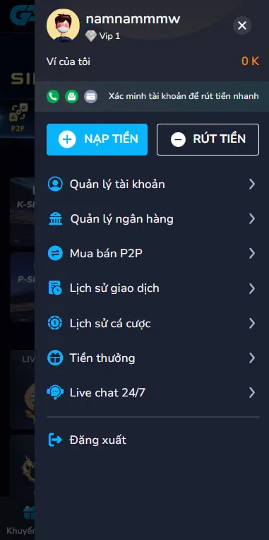 Rút tiền Ga88