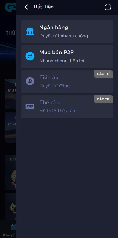 Rút tiền Ga88