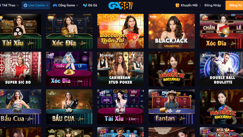 Giới thiệu sơ lược về Live Casino GA88