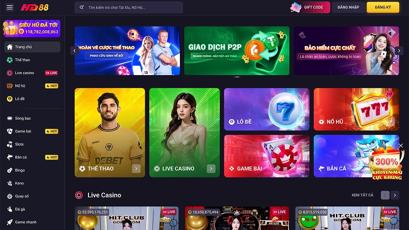 HD88 có nhiều game cược thể thao đa dạng